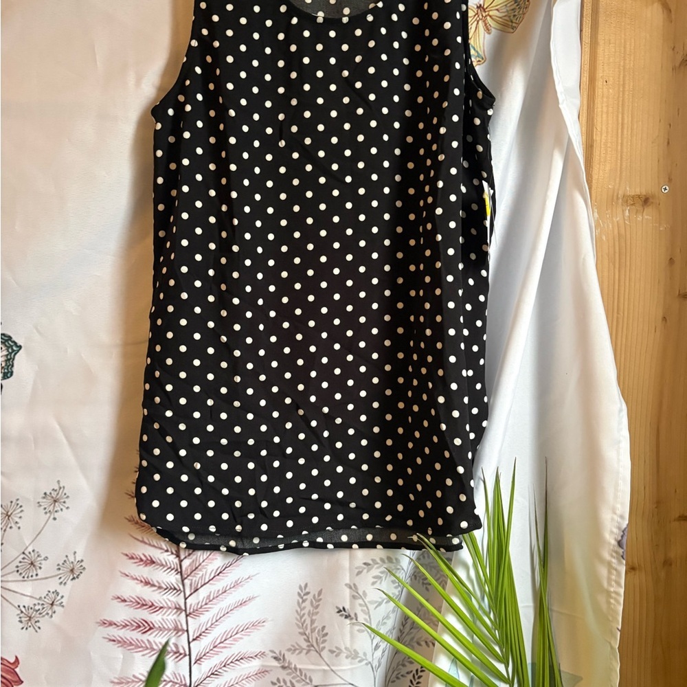 Halogen Black and White Polka Dot Blouse